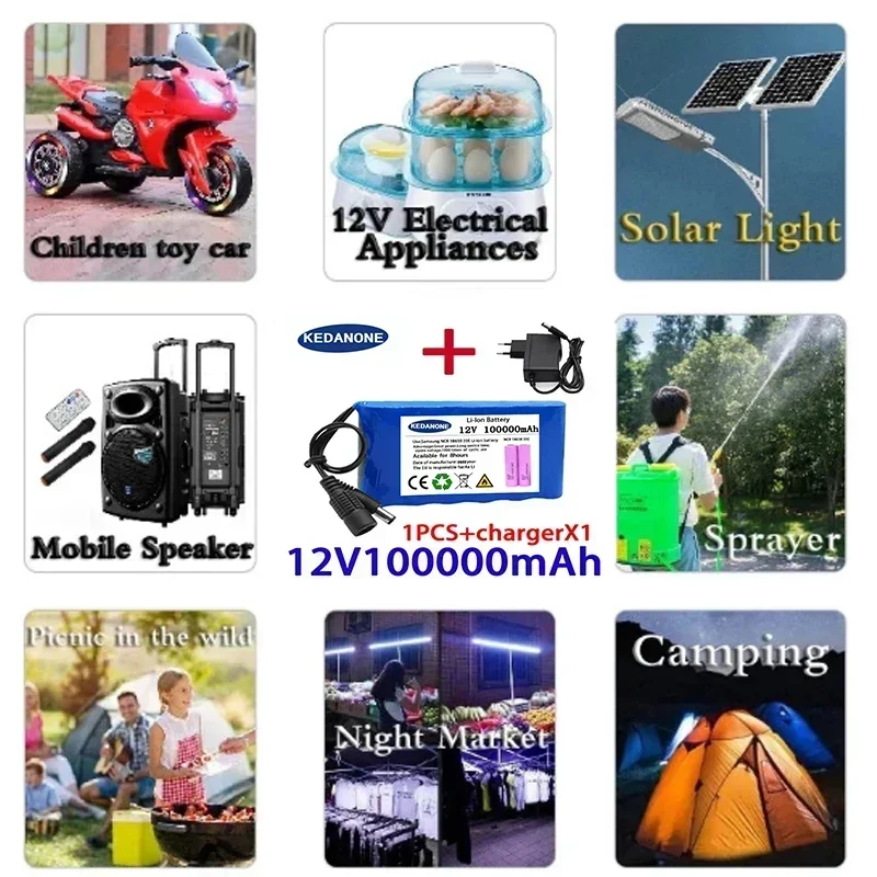 Original NEW Portable 12V 20000mah Battery Rechargeable Lithium Ion Battery Pack Capacity DC 12.6v 30Ah CCTV Cam Monitor + rechargeable battery portable power station