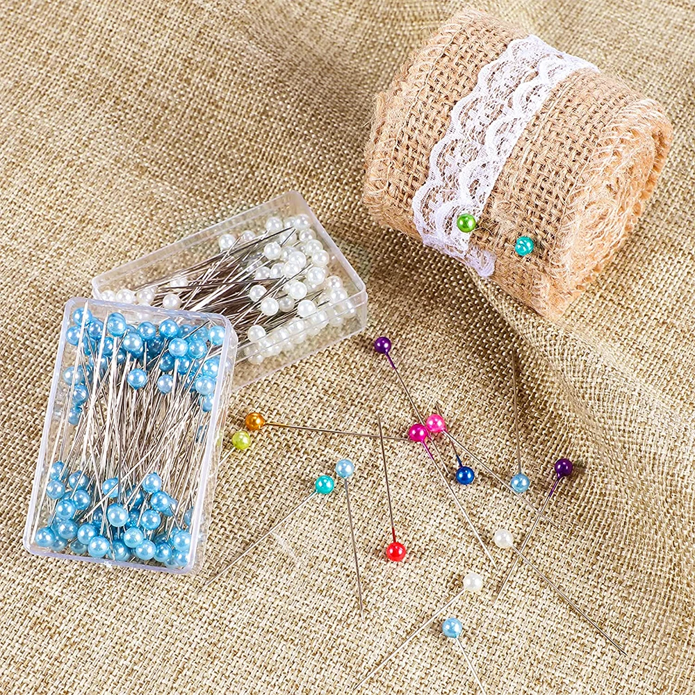 38cm Colorful Round Pearl Head Needles Stitch Straight Push Sewing Pins For Dressmaking Positioning DIY Sewing Tools 100Pcs/Box sewing needles sewing knitting tools