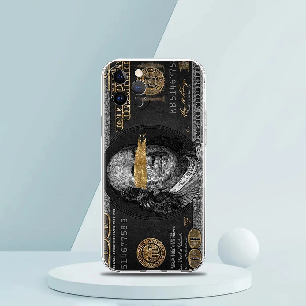 USD Dollar Cash Luxury Soft Transparent Phone Case Cover for iPhone 16 15 14 13 12 11 Pro Max XR 8 7 Plus XS Max Shockproof Bag – Detail 5