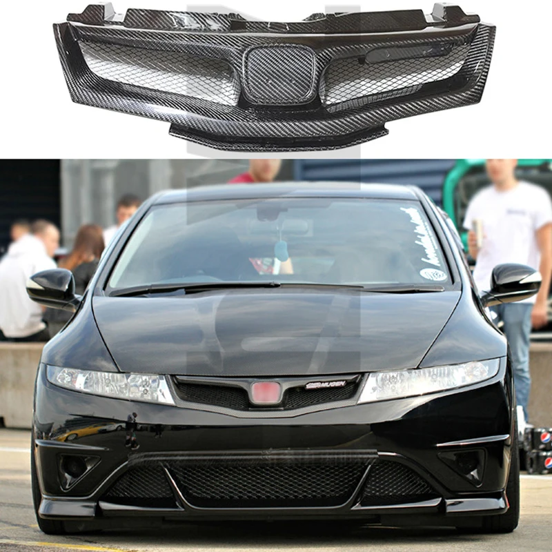本物のカーボンファイバーフロントグリル,ホンダシビック,mu-gen