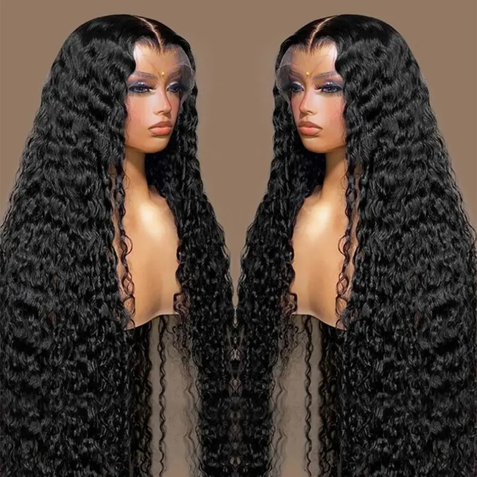 Deep Wave Curly Wigs 13x4 13x6 Transparent Lace Front Human Hair Wig 200% 4x4 Lace Closure Wigs For Woman Pre Plucked MYLOCKME,human hair wig