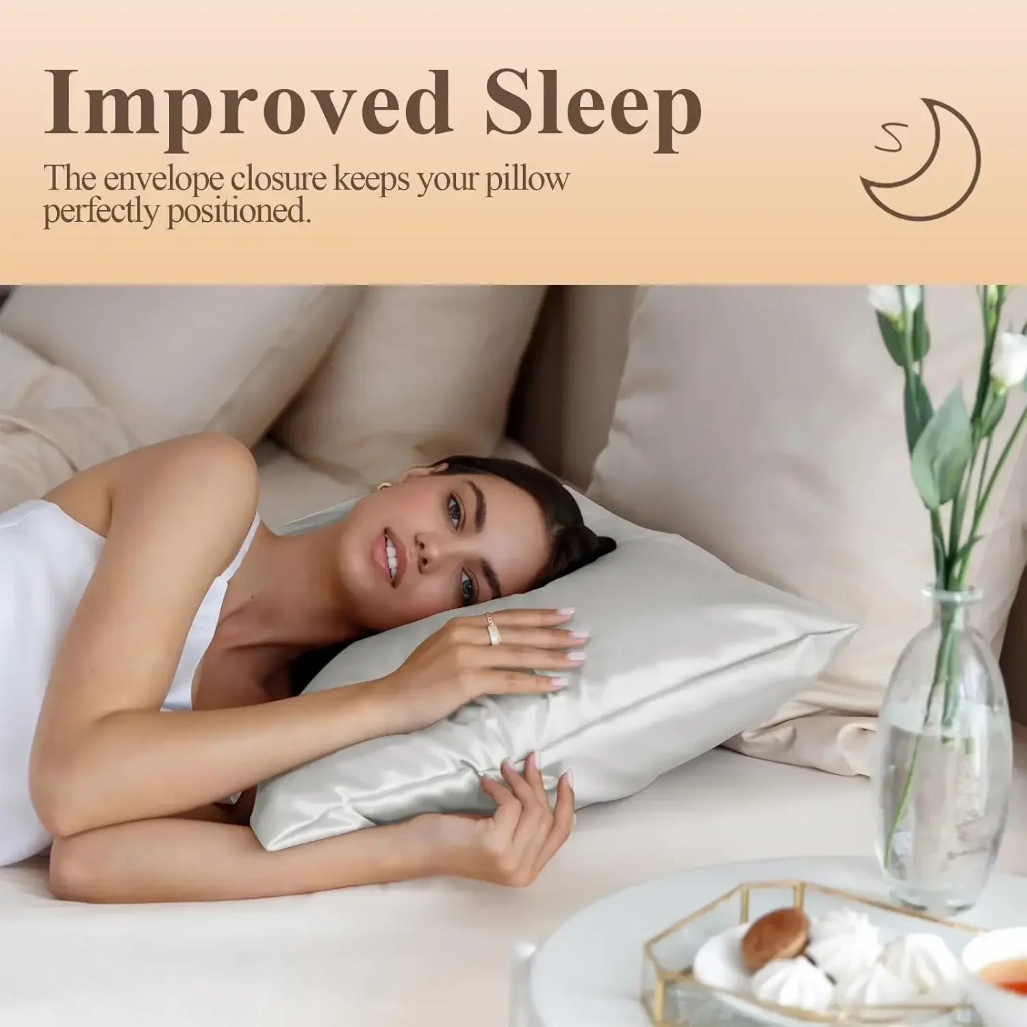 4PCS Satin Pillowcases for Hair and Skin, 100% Polyester Non-Woven Satin Fabric, 5