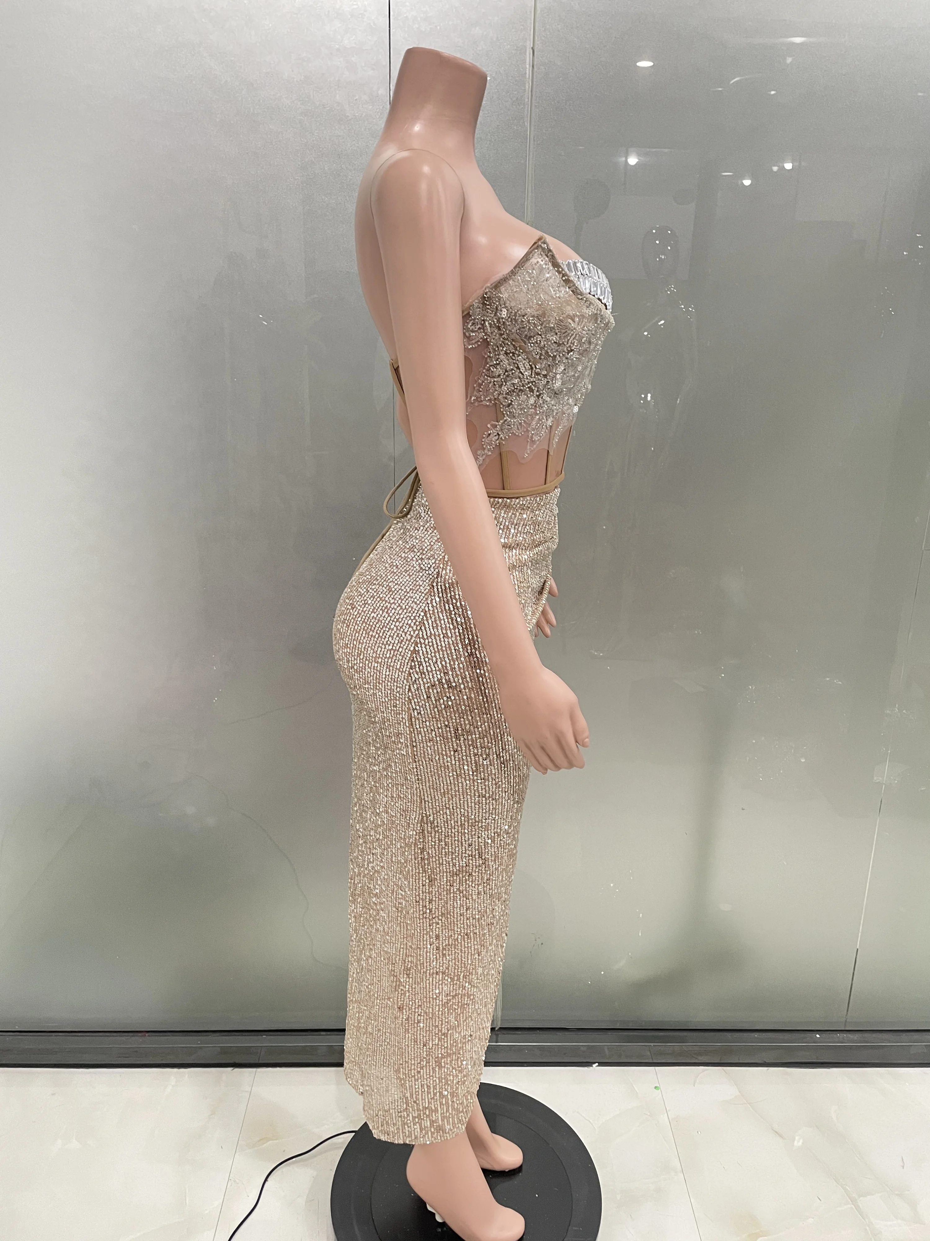 green emerald velvet dress Emma sequin rhinestone party dress white / Festival Dress main image 1