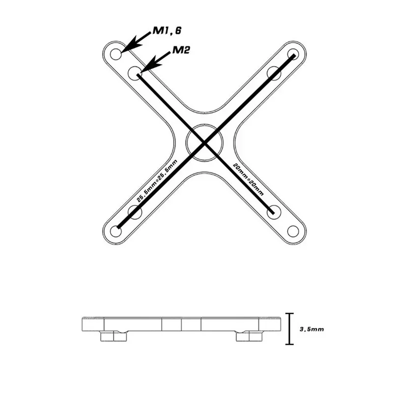 CNC Converter Board 25.5X25.5mm To 20X20mm Mounting Plate ADAPTER PLATES for DJI O3 Air Unit 5