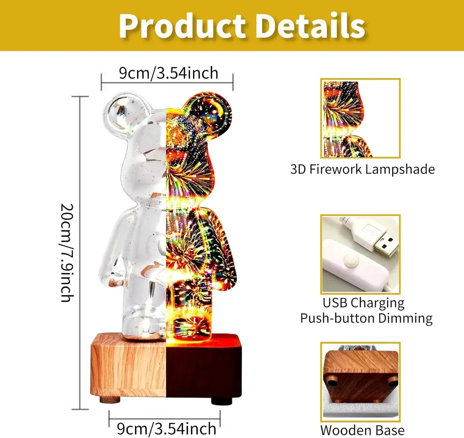 مصباح ليلي ثلاثي الأبعاد LED للأطفال