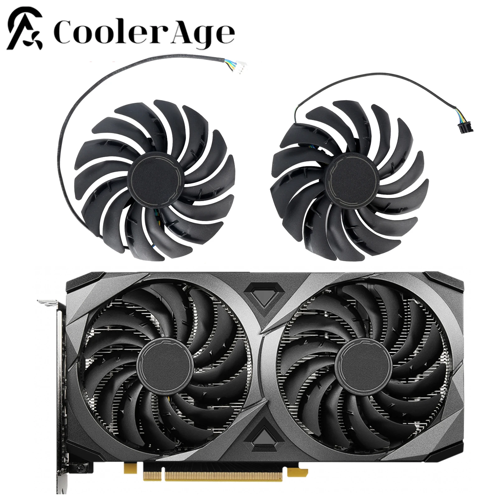 Placa de Vídeo para Msi Geforce Rtx 3070 3060 3060ti Ventus 2x oc 95 mm Pld10010s12hh Rtx3060 Rtx3070 Rtx3060ti Gpu Ventilador de Refrigeração fã da