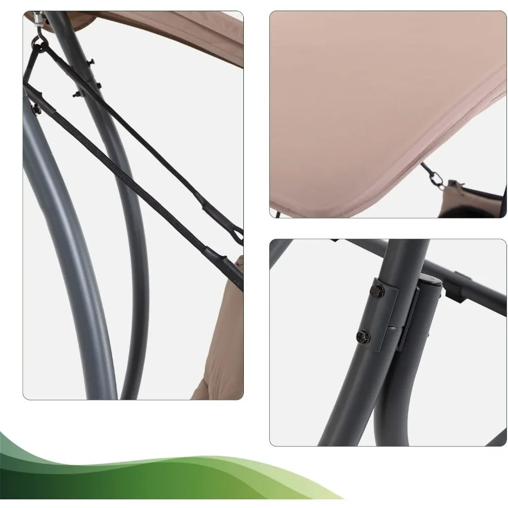 Patio Swing Outdoor Chair Patio with Canopy Patio Gliders Porch with Stand Canopy & Cushion Hanging Lounge 3