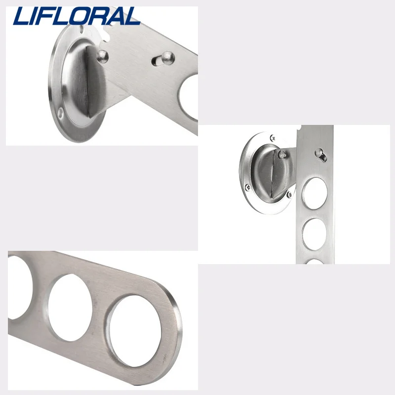 2pcs 5 Holdes Stainless Steel Creative Rotatable Wall-mounted Clothes Hanger Storage Rack Home Closet Foldable Clothes Hanger 5