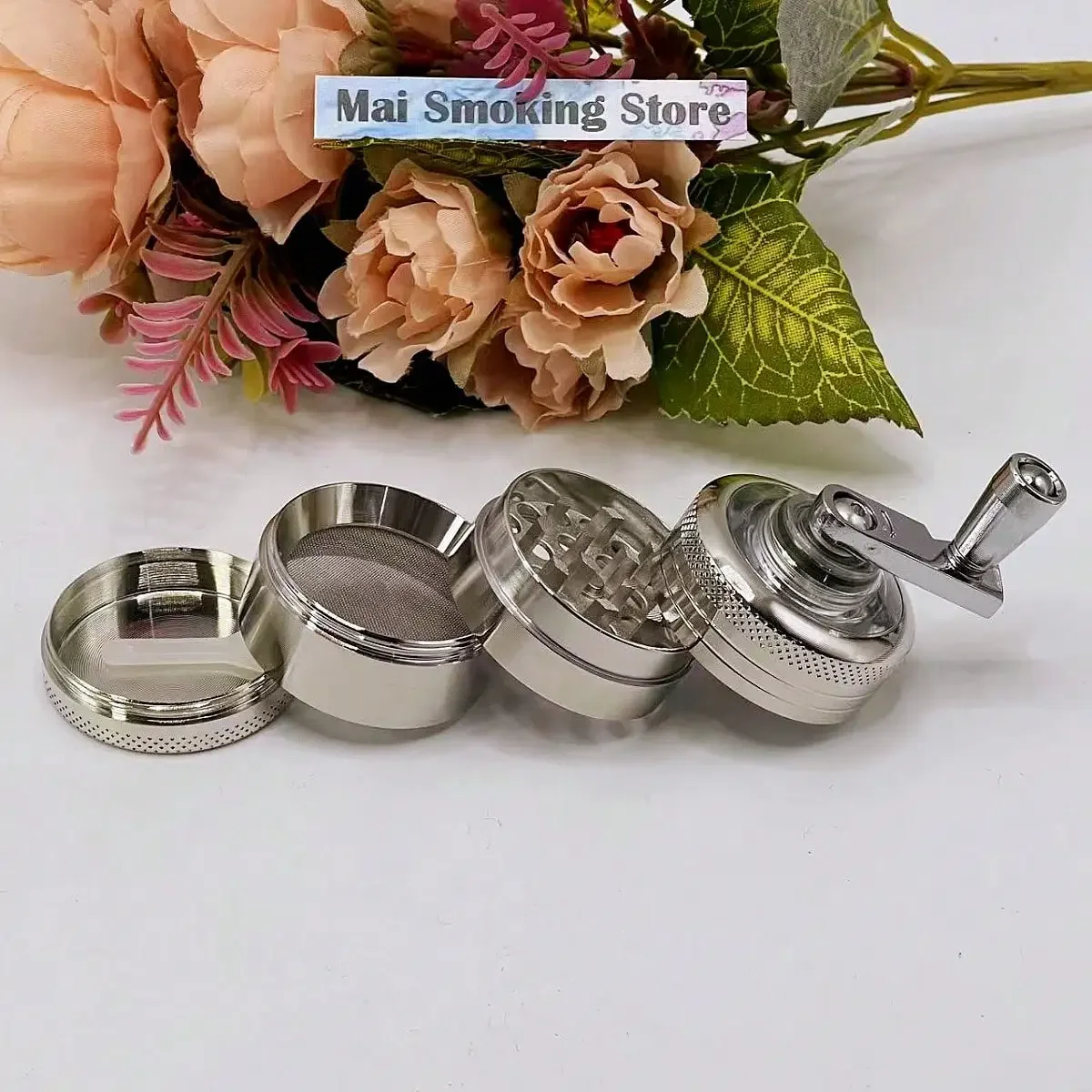 Herb Grinder 1.6inch Handle 4-layer Manual Spice Mill Metal Pepper Salt Mortar Raw Grass Tobacco Cigarette Accessories
