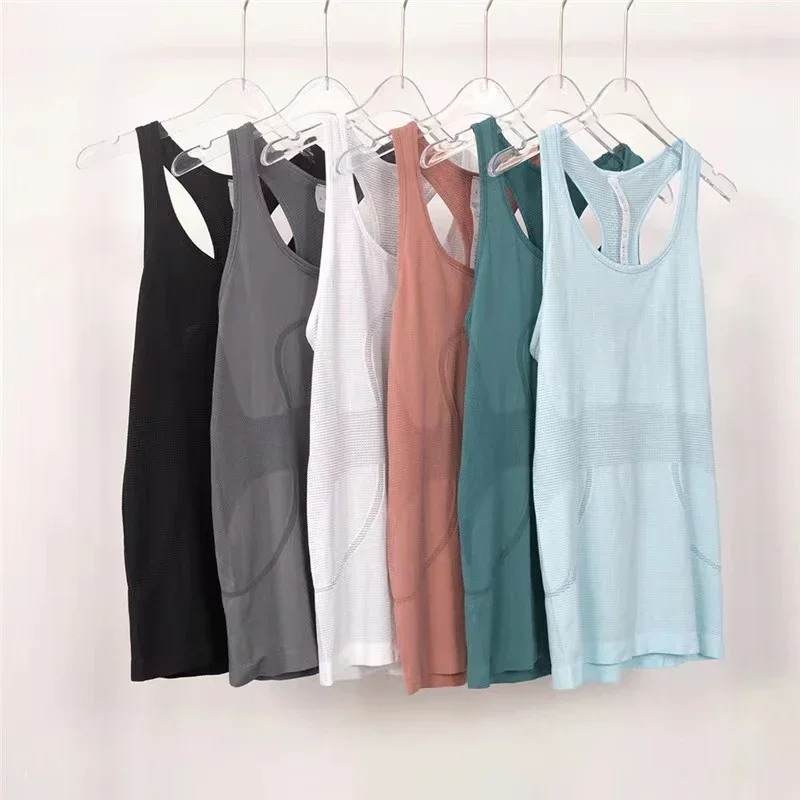 

With Logo Swiftly Tech Women Sports VestYoga Pure Cotton Sleeveless Vest Gym Mesh Tops Sporty T-shirt Running Sports Tank Tops