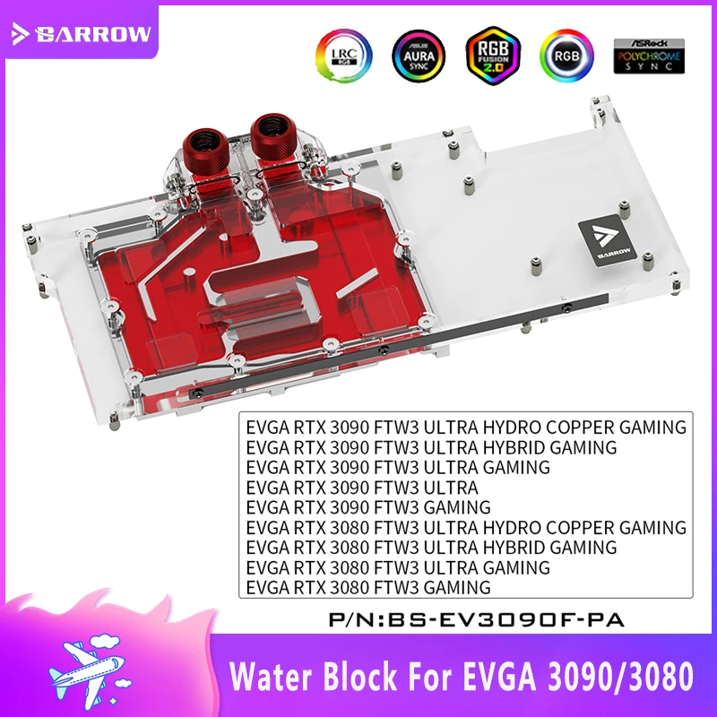 BARROW 3080 Custom GPU Water Cooling Block For EVGA RTX3090 3080