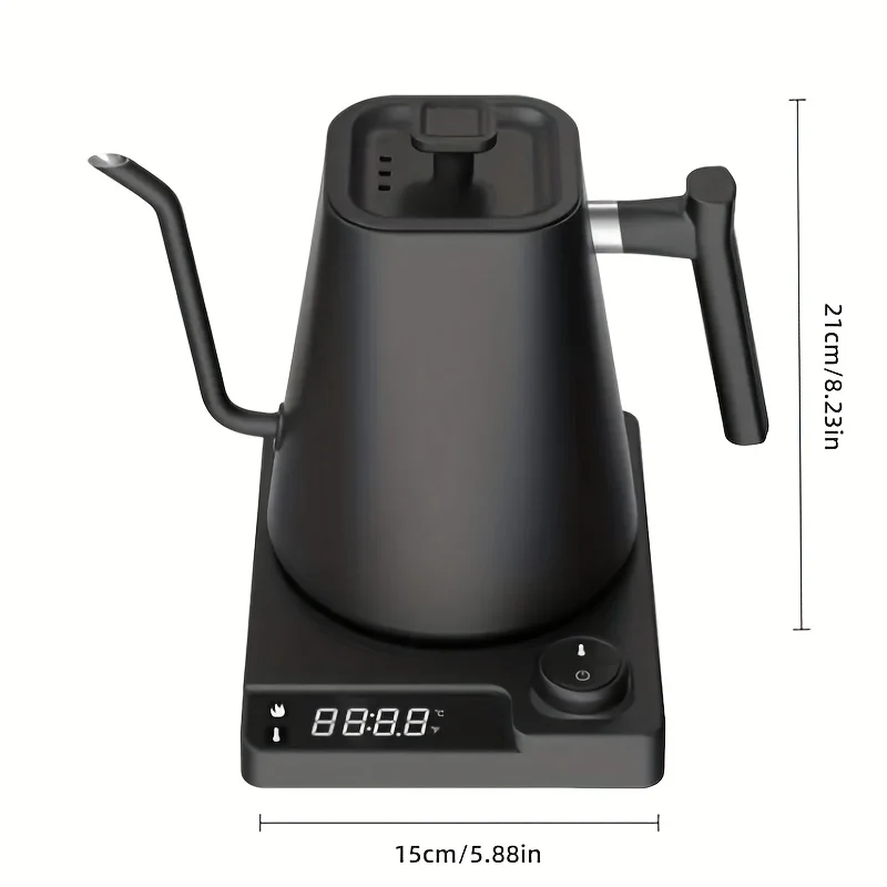 1200W Gooseneck Electric Kettle Temperature Control Pour Over Coffee Tea Pot Fast Boil Stainless Steel