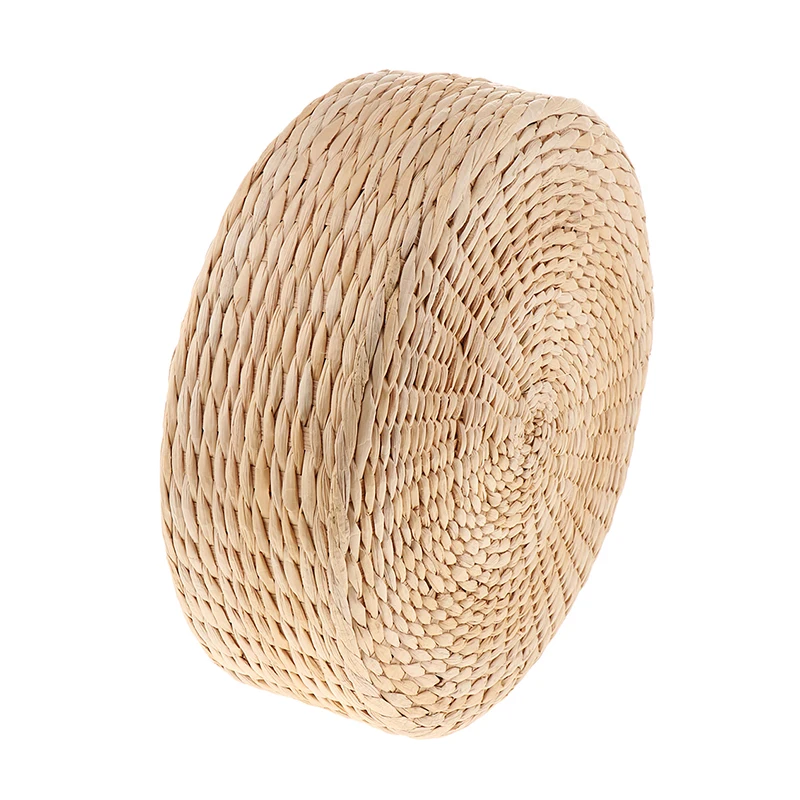 Hot 30cm*30cm Handmade Woven Natural Straw Round Pouf Tatami Cushion Floor Japanese Style Cushion Home Textile 2