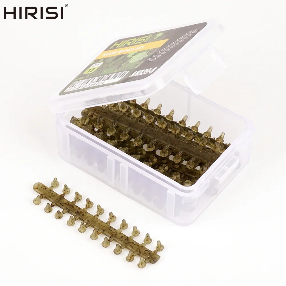 Hirisi 10 Karten Karpfenangeln Gummiperlen für Angelhaken Rig Stop Hookbeads Angelterminal Tackle Zubehör AH039