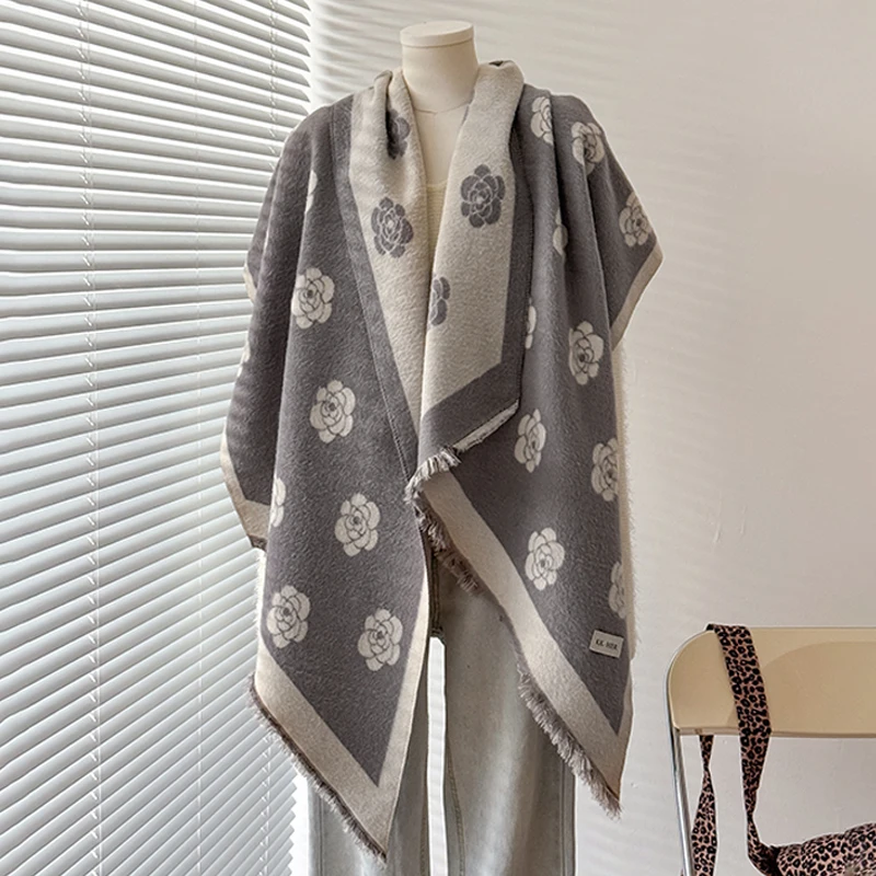 2025 Luxury Brand Women's Cashmere Winter Shawl - Cute Allover Print Tasseled Pashmina Wrap Bandana