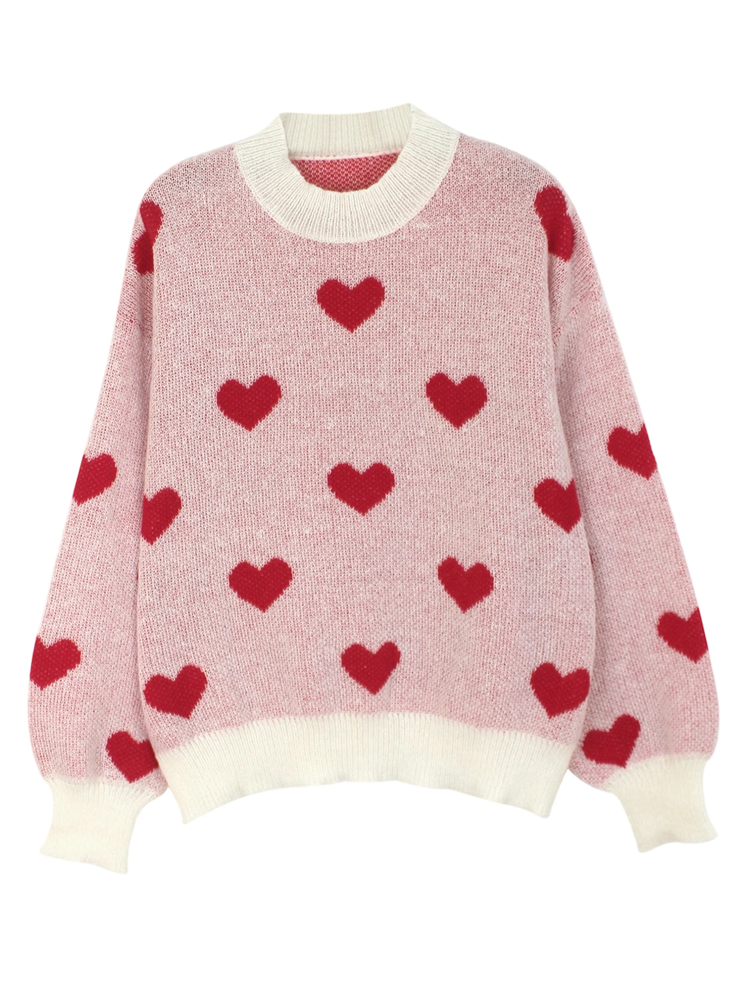 Elegant Women s V-Neck Sweater with Ribbed Trim and Long Sleeves - Stylish Knit Pullover for Casual Wear or Valentine s Day