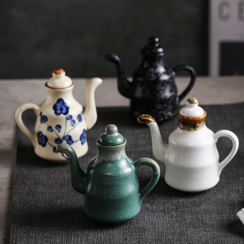 Ceramic 150mL Korean public seasoning sauce bottle seasoning bottle hand-painted oil pot tableware