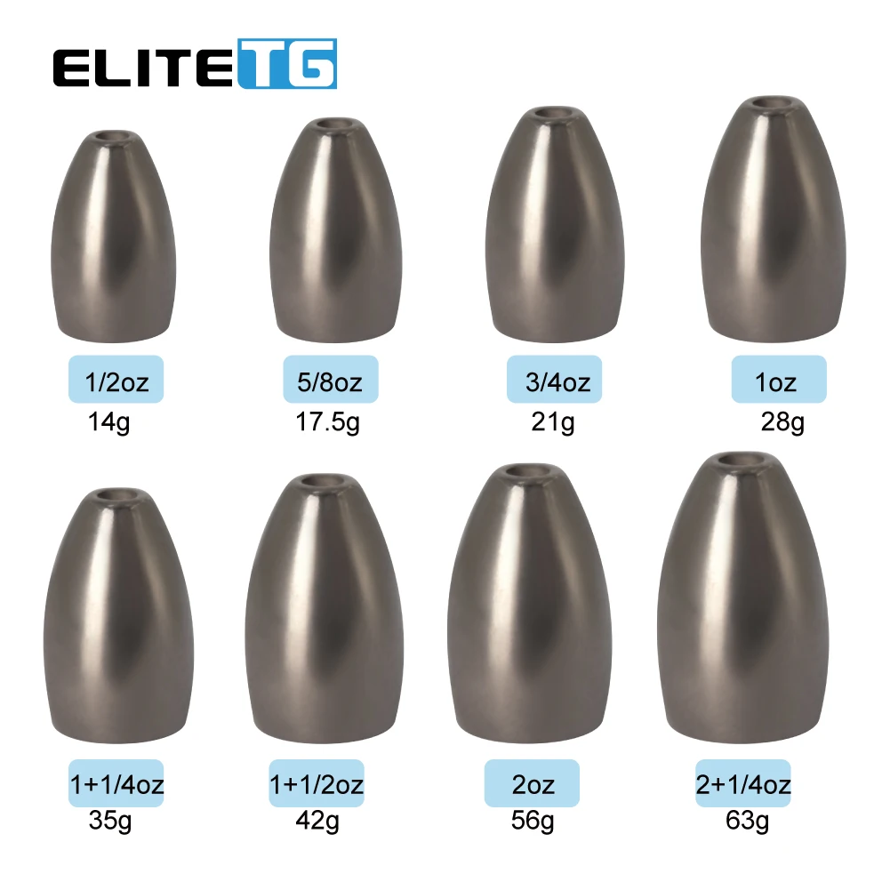 Elite TG 10PCS Flipping Tungsten Sinker 1.8g-63g Bullet Bass