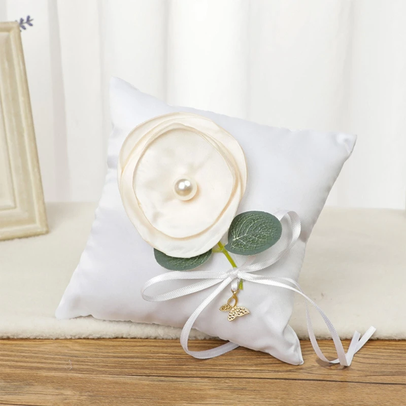 

Корзина для девочек-цветочниц с ручкой, подушка для обручального кольца с искусственным цветком и жемчугом