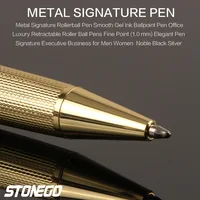 STONEGO Metal Ballpoint Pen, Retractable Signature Pen Crest Style Metal Housing Black Ink Medium Point 1.0mm 4