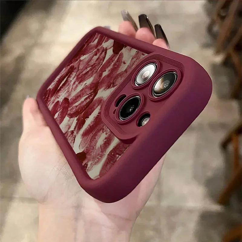 Matte Silicone Phone Case with Lips Kiss Design