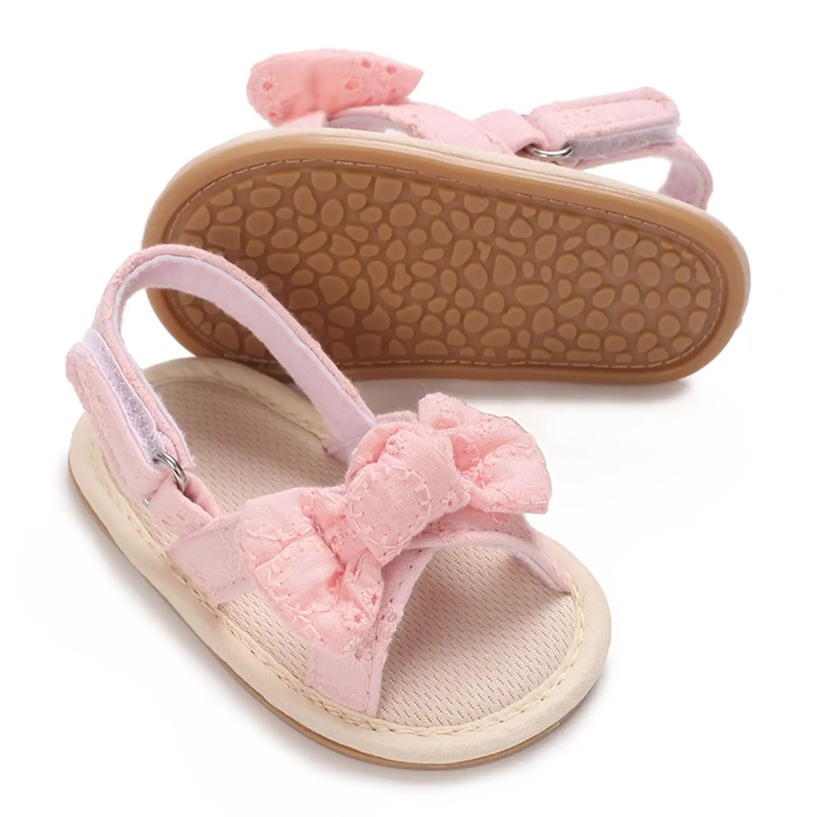 Cute Bowknot Baby Girls Sandals Breathable Open Toe Soft Sole Walking Shoes Summer Casual Shoes for Beach Toddler