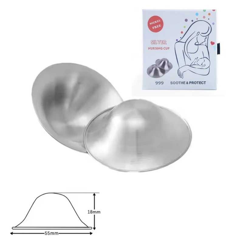 Nipple shields Tri-laminate Silver-Nipple Shields for Nursing Newborn-Breastfeeding Essentials-Protect and Promote Healing Nipple Shield