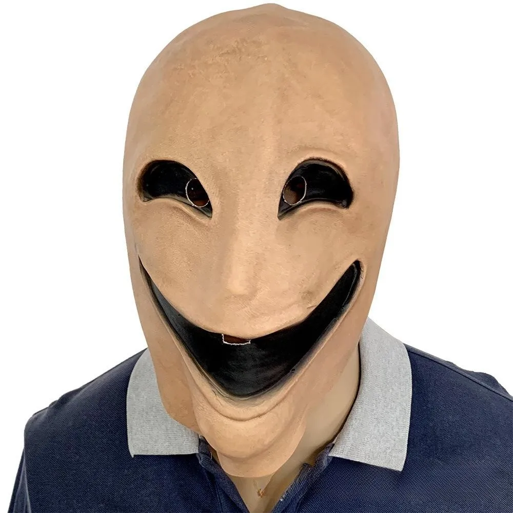 Smile No Face Man Mask Cosplay Horror Movie Role Latex Full Face Helmet Scary Alien Headwear Halloween Masquerade Party Prop