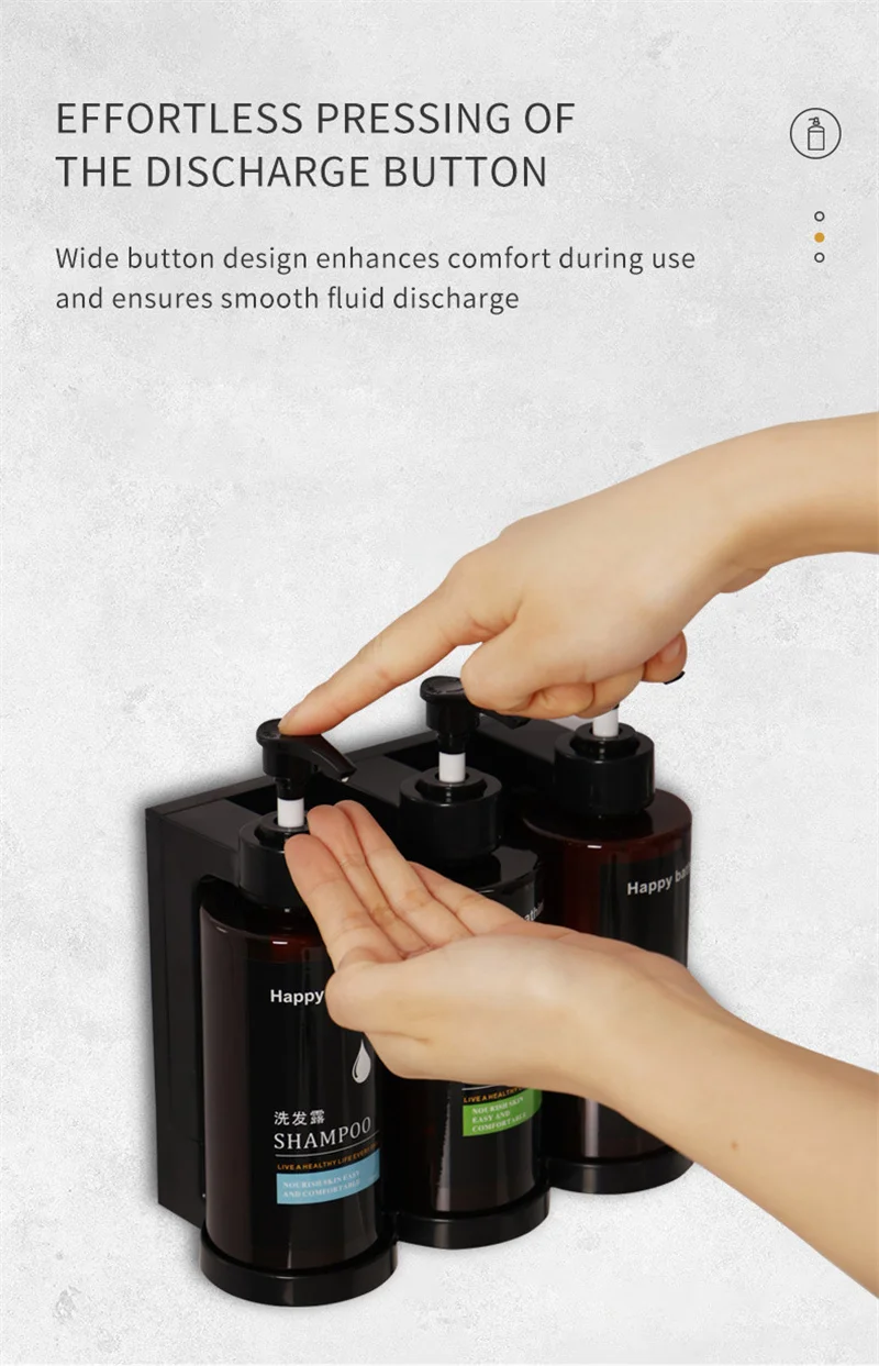 Description Picture 4 of itemHotel Shampoo and Shower Gel Separate Bottles Wall Mounted No Punching Hand Sanitizer Boxes Wall Mounted Manual Soap Dispensers