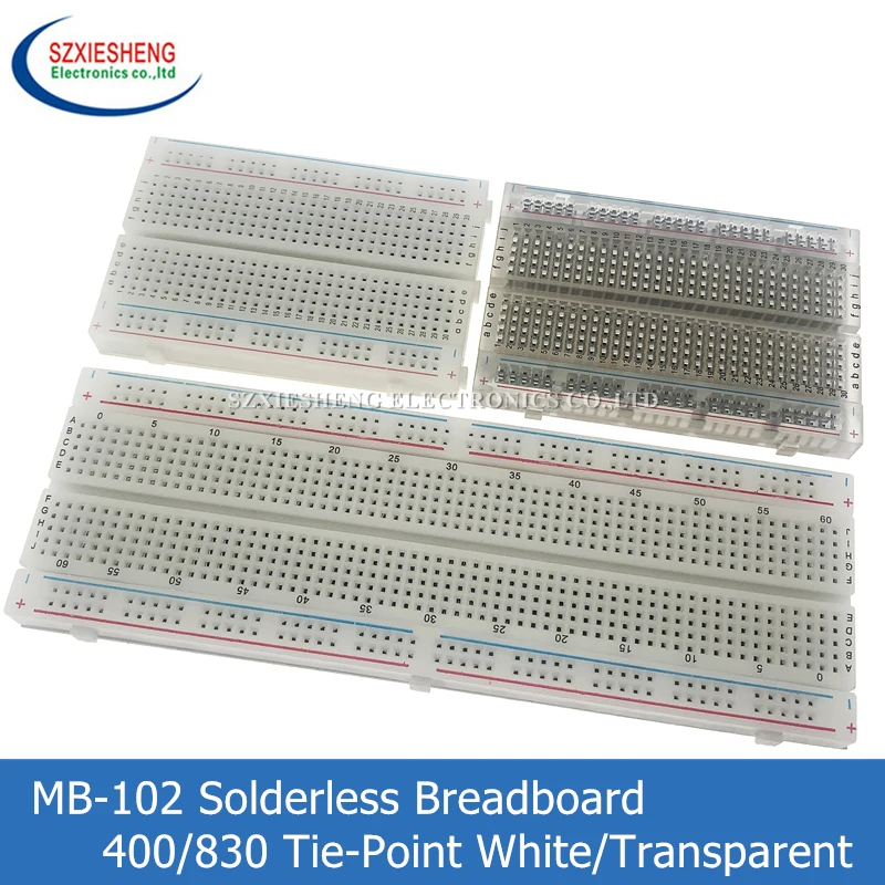 MB-102 400/830 Tie-Points Solderless Breadboard White/Transparent PCB ...