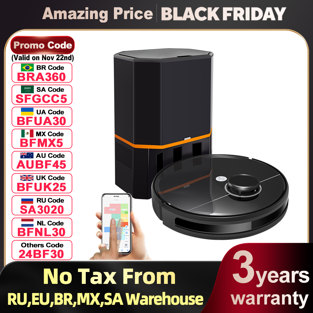 Robot Vacuum Cleaner ABIR R30 with Auto-empty Dock, 6500PA Suction, Multi-Floor Maping, Customized Wet Dry Room Cleaning