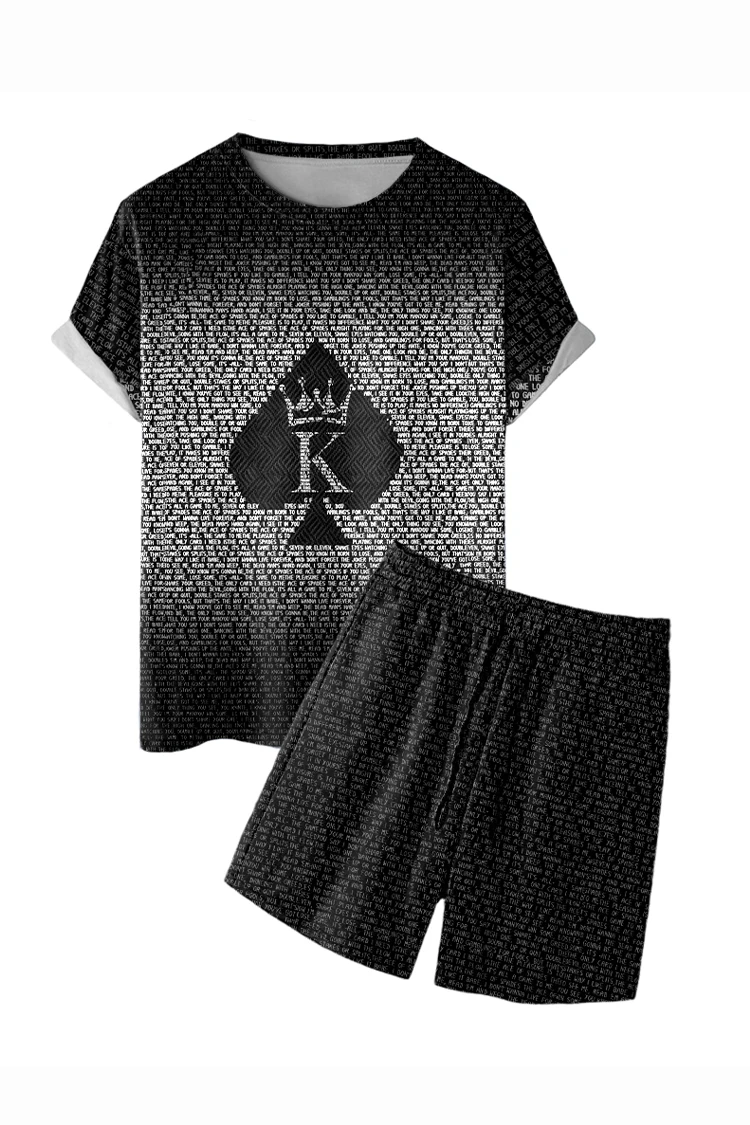 

Summer Men's Fashion Trend Tracksuit 3D Print Poker A T-Shirt Shorts Suit 2 Pieces Casual Outfit Set Male Oversized Clothing