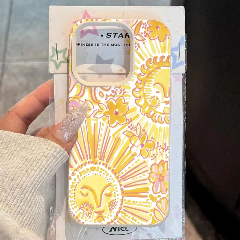 Charming Sun Face Pattern Soft Phone Case – Durable & Stylish Cover