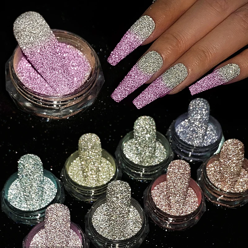 3 Layer Color Thermal Nail Reflective Glitter Powder Art Sparkle Pigment  Crystal