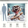 Cute Cartoon Ferret Bath Time Shower Curtain Waterproof Polyester, Machine Washable with Hooks Included, Perfect for All Seasons 4