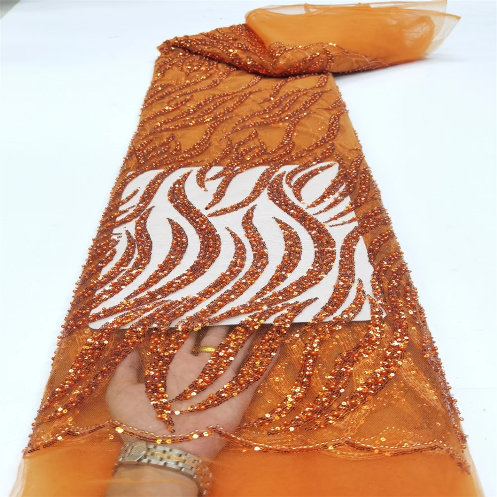

SJ Lace 2022 African Lace Fabric With Sequins Dress Materials African Lace Fabric Embroidery For Wedding Party Dress Sew qx12-98