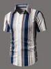 Shirt 3D Printed Striped Plaid Pattern Daily Commute Wear With Men Women Stylish Personality Lapel Button-up Short-sleeved Shirt 3