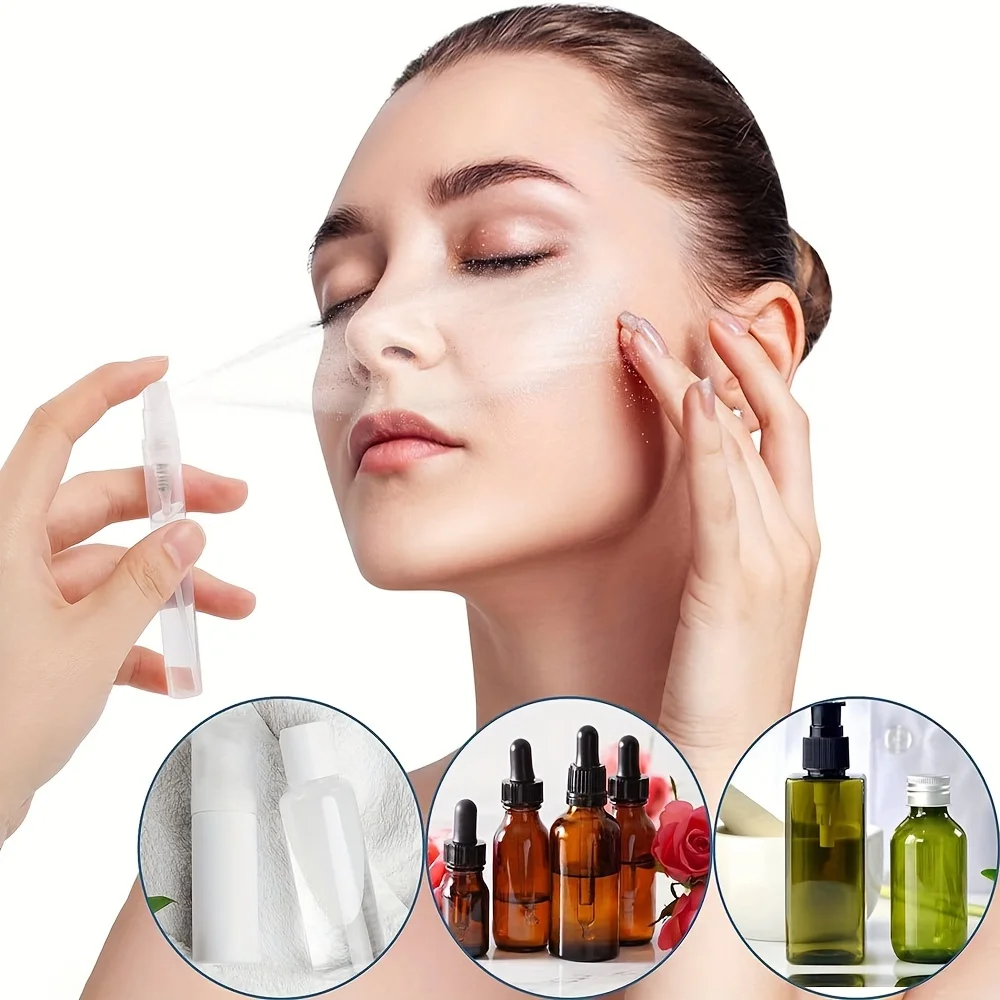 30pcs+4 Accessories 2/3/5ml Clear Plastic Spray Bottle Contains 30 Spray Bottles 1 Pipette 1 Funnel Dispenser Syringe