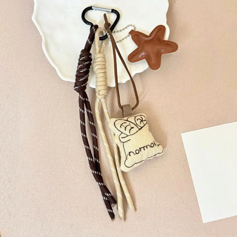 Creativity Bread Coffee Cup Soft Pendant Hairpin Brown Nylon Rope Woven KeyChain For Bag Car Simulation Coffee Charm