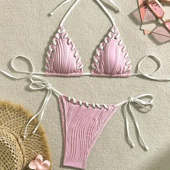 New Sexy Bikinis Pink Swimsuits Women Swimwear Push Up Female Beach Swimming Wear Bathing Suit Brazilian Bikini Set Pool Bather