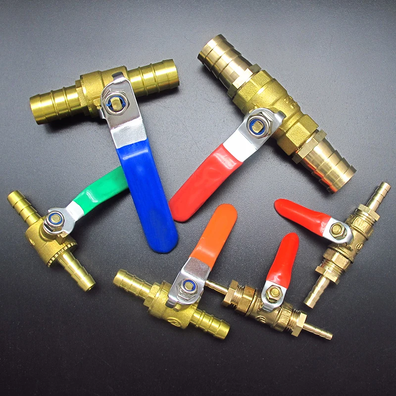 Ball Valve 4mm 6mm 8mm 10mm 12mm 14mm 16mm 19mm 25mm Hose Barb Two Way Brass Shut Off Ball Valve For Fuel Gas Water Oil Air