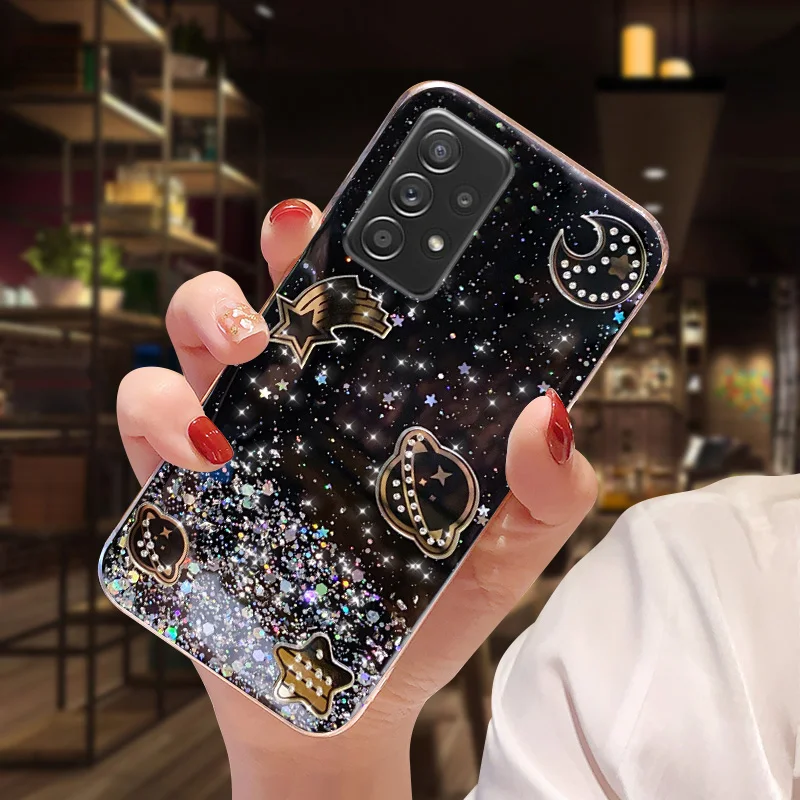 Custodia per telefono per Samsung Galaxy. Note 10 Plus Note 20 Glitter Paillettes Planet Stars Cover morbida in silicone A50 A30 A20 A6 A7_voghion.com