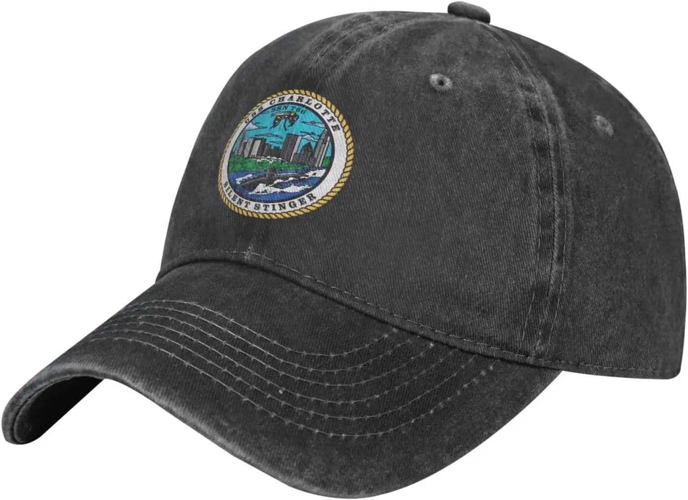

USS Charlotte (SSN-766) Attack Submarine Trucker Hat-Baseball Cap Washed Cotton Dad Hats Navy Military Caps