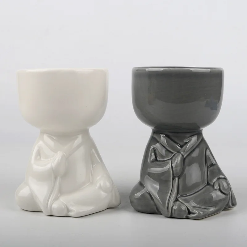 

Creative Ceramics Little Monk Flower Pot Home Balcony Desktop Succulents Plants Bonsai Pot Crafts Garden Decoration Accessories