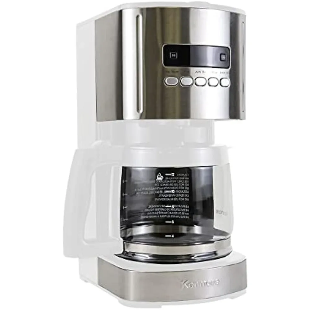 

Kenmore Aroma Control 12-cup Programmable Coffee Maker, White and Stainless Steel Drip Coffee Machine, Glass Carafe