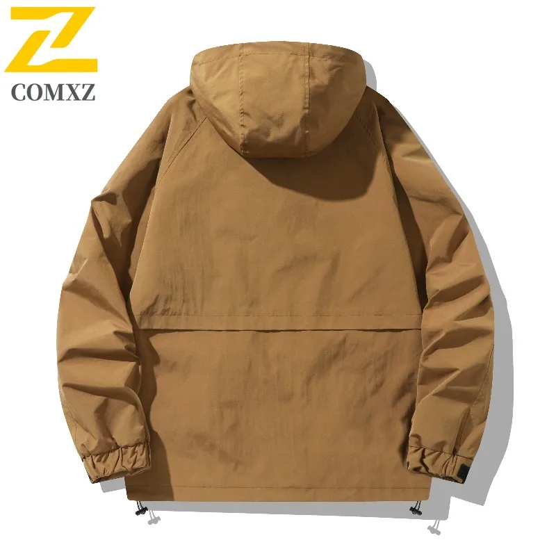 COMXZ Men Skiing Jacket High End Casual Hooded Snow Cold Resistant Warmth Parka Streetwear Comfort Lightweight Winter Outerwear