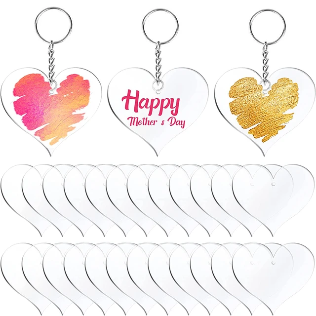 Blank Heart Shaped Keychain Acrylic