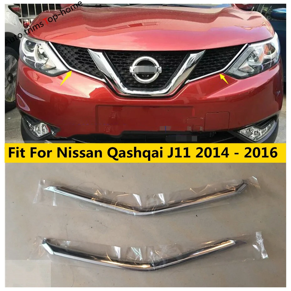 

ABS Chrome Front Mesh Grille Grill Insert Molding Strip Cover Trim For Nissan Qashqai J11 2014 - 2016 Car Styling Accessories