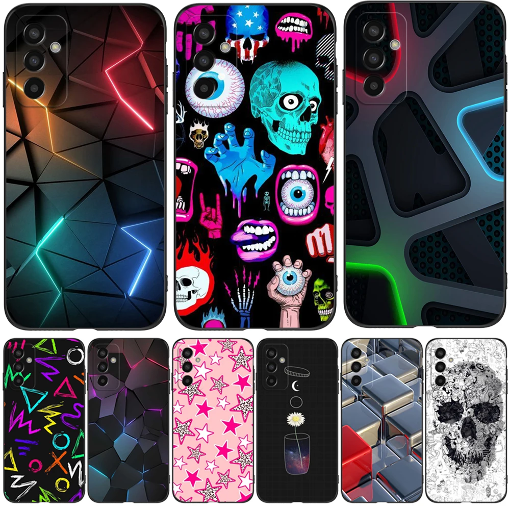 For Samsung Galaxy M13 4G Case 6.6 Inch Back Cover For Samsung M13 Phone Case Silicone Black Tpu Case Abstract