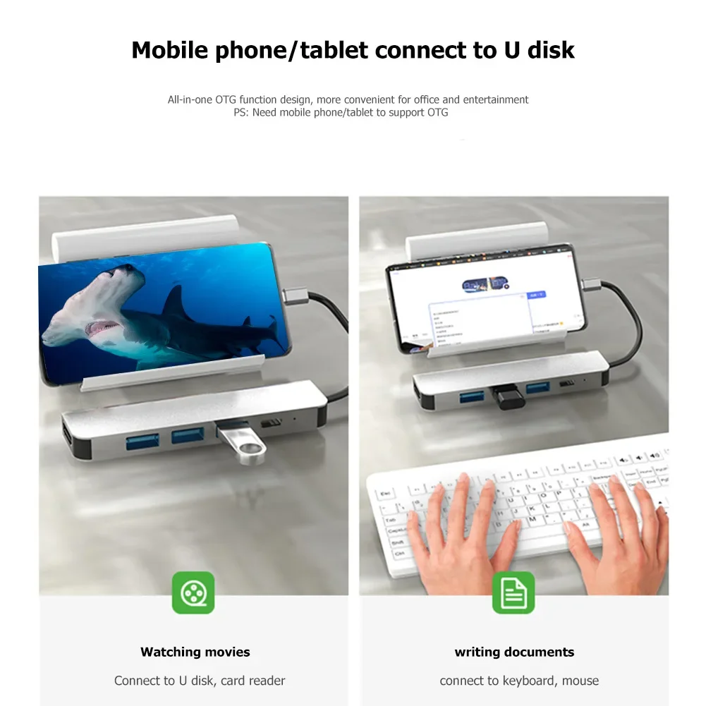 TYPE-C 5-in-1 docking station USB high-speed transfer hub multifunctional hub HD computer OTG sd card